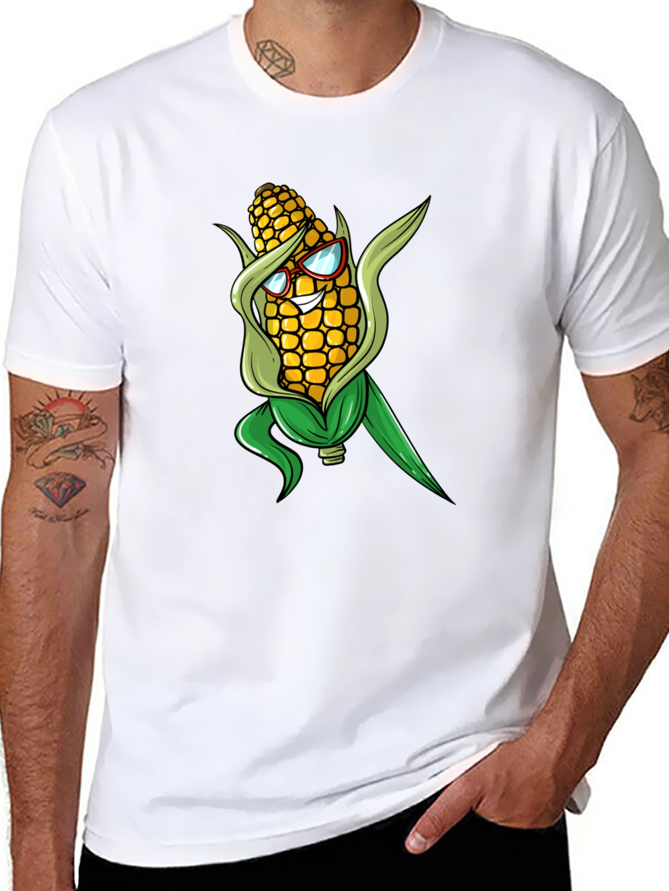 Black Corn with Glasses Graphic Tee view 8