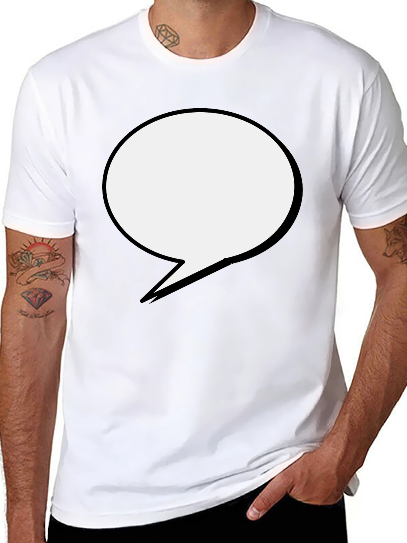 Black Black T-Shirt with Speech Bubble Design view 8