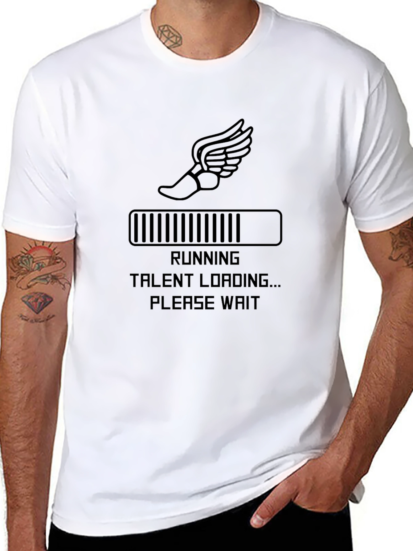 Black Running Talent Loading Men's Black T-Shirt view 8
