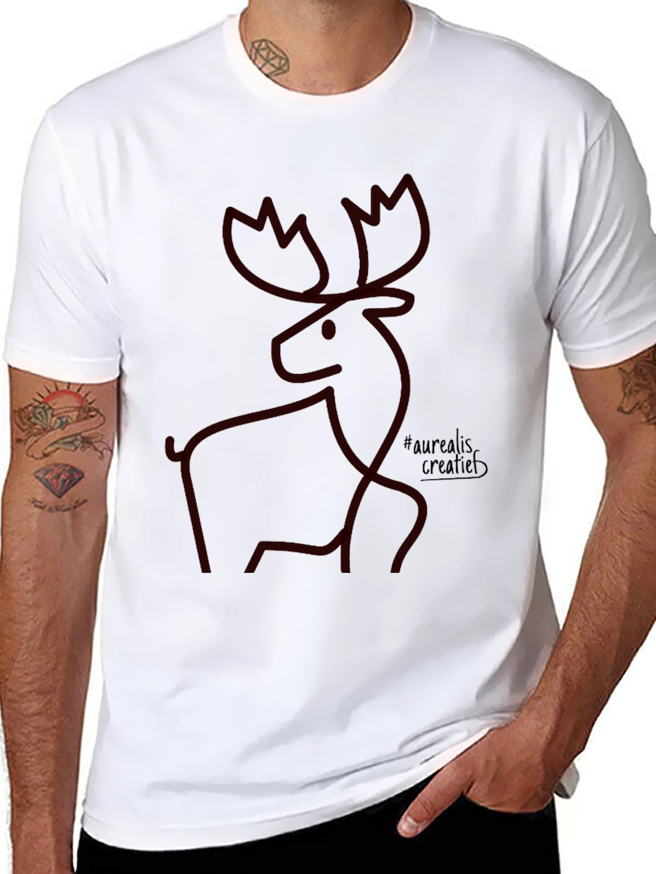 Black Modern Moose Graphic Tee - Artistic Minimalist Design view 8