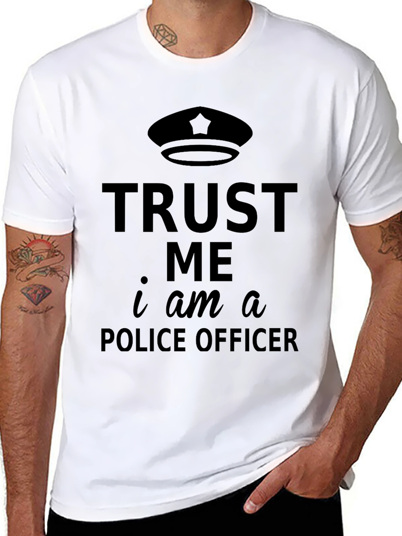 Black Trust Me I'm A Police Officer T-Shirt - Black view 8