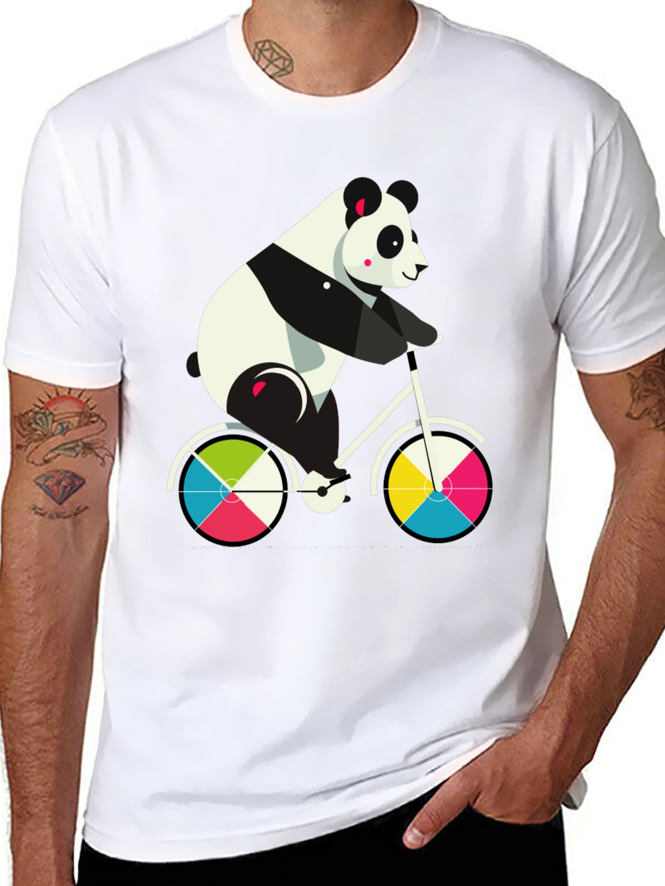 Black Panda on Bike Graphic Tee - Fun & Stylish Cotton T-Shirt view 8