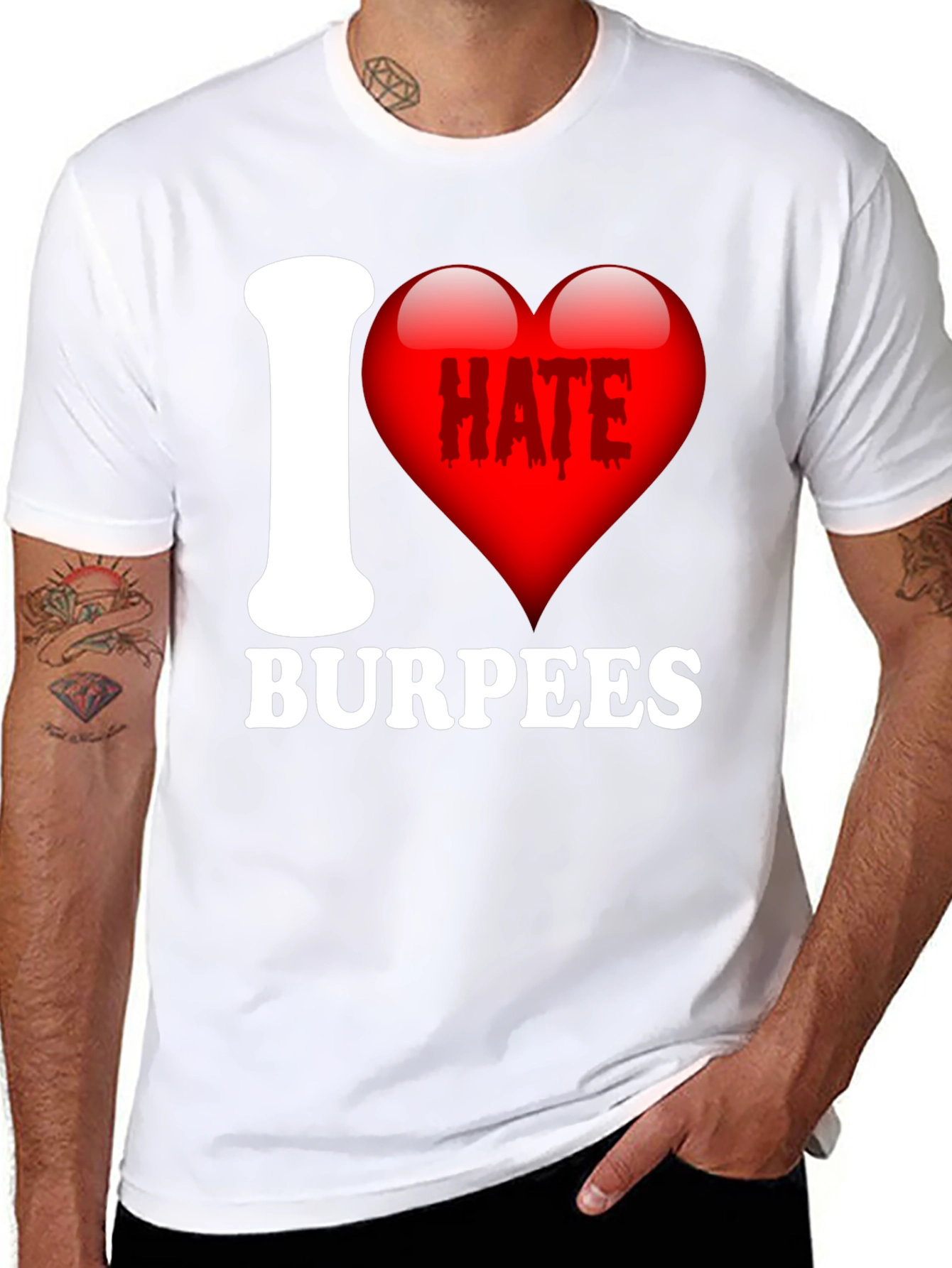 Black I Hate Burpees Funny Workout T-Shirt view 8