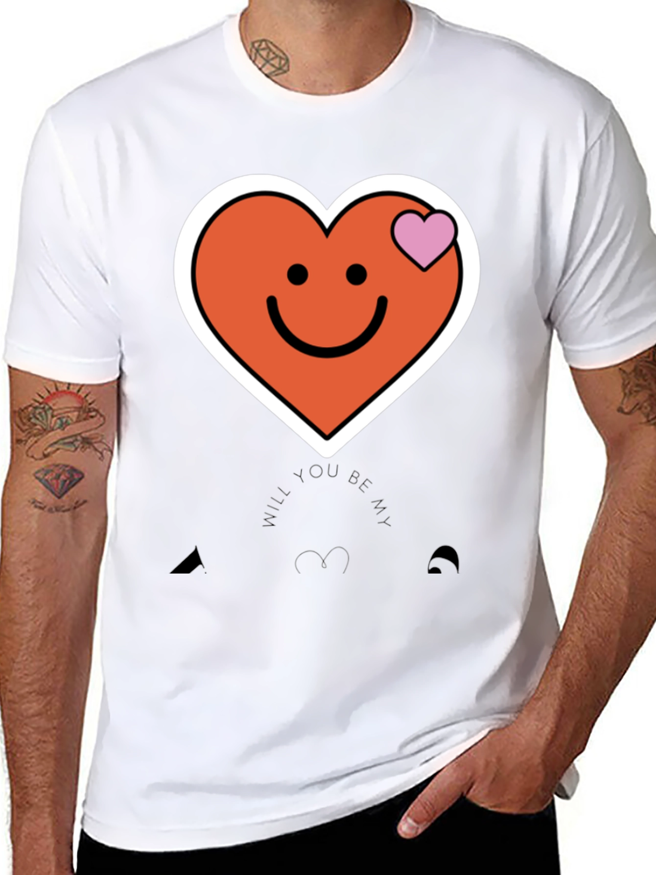 Black Heart Smiley Face Graphic Tee view 8