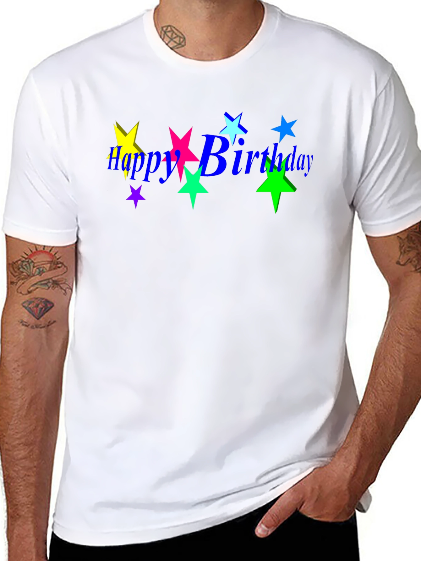 Black Happy Birthday Star Graphic Tee - Trendy Black T-Shirt view 8