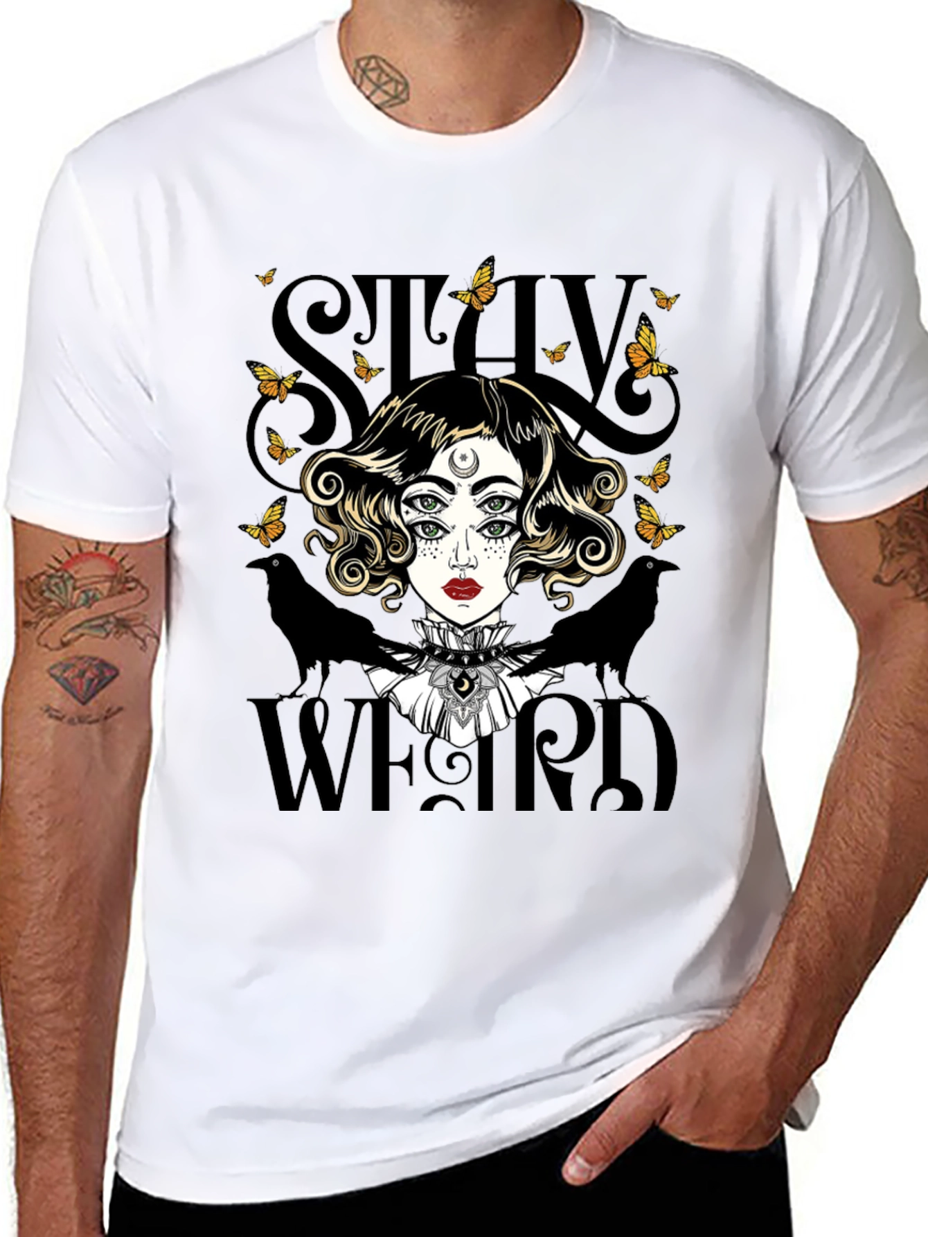Black Stay Weird Graphic Tee - Unique & Stylish view 8