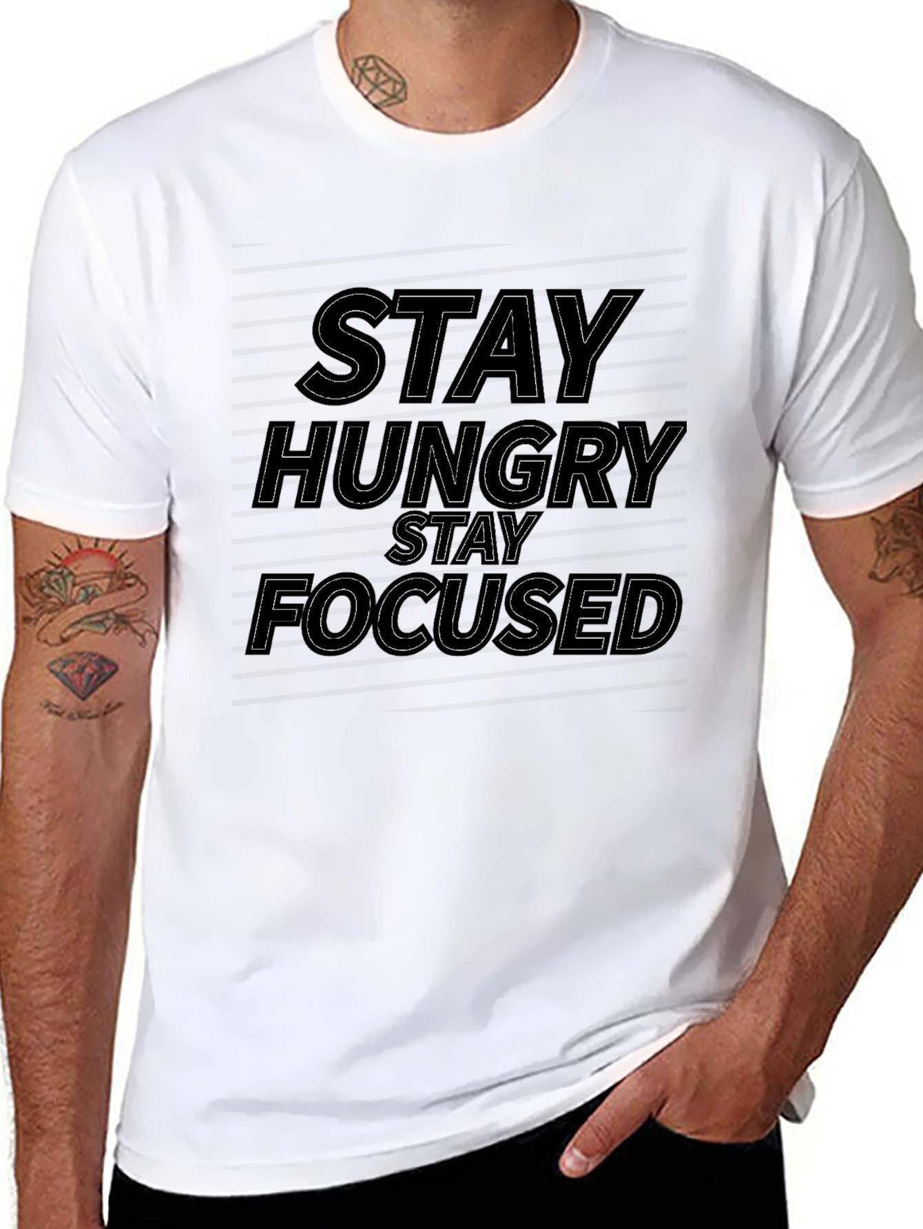 Black Stay Hungry Stay Focused Black Graphic Tee view 8