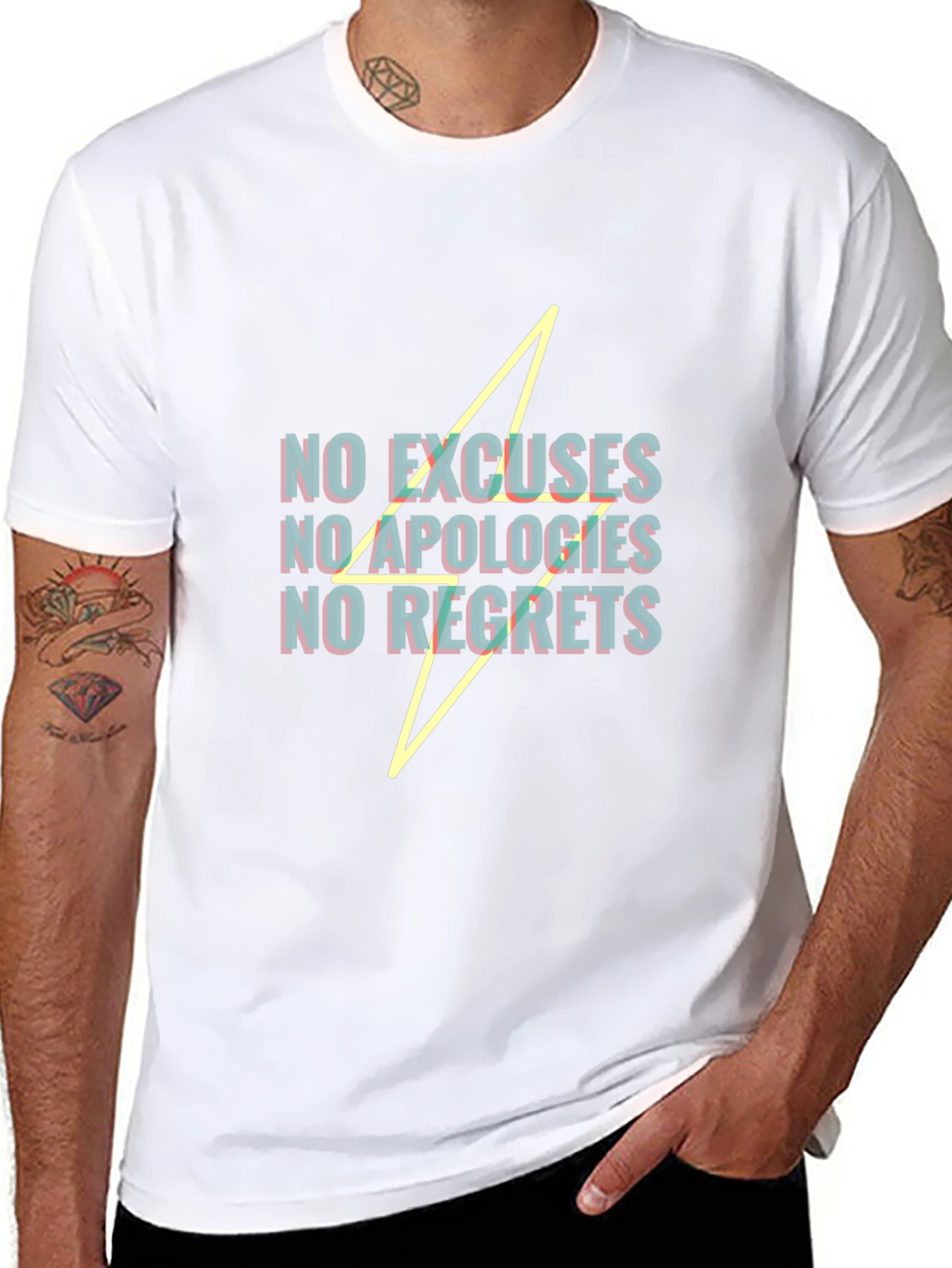 Black No Excuses Graphic Print Black T-Shirt view 8