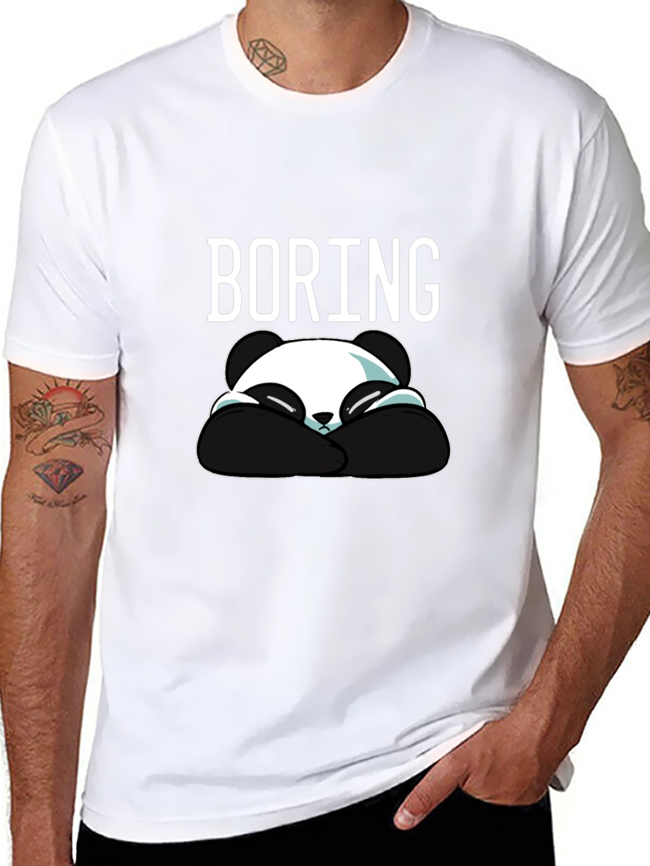 Black Boring Panda Graphic T-Shirt - Soft Cotton Tee view 8