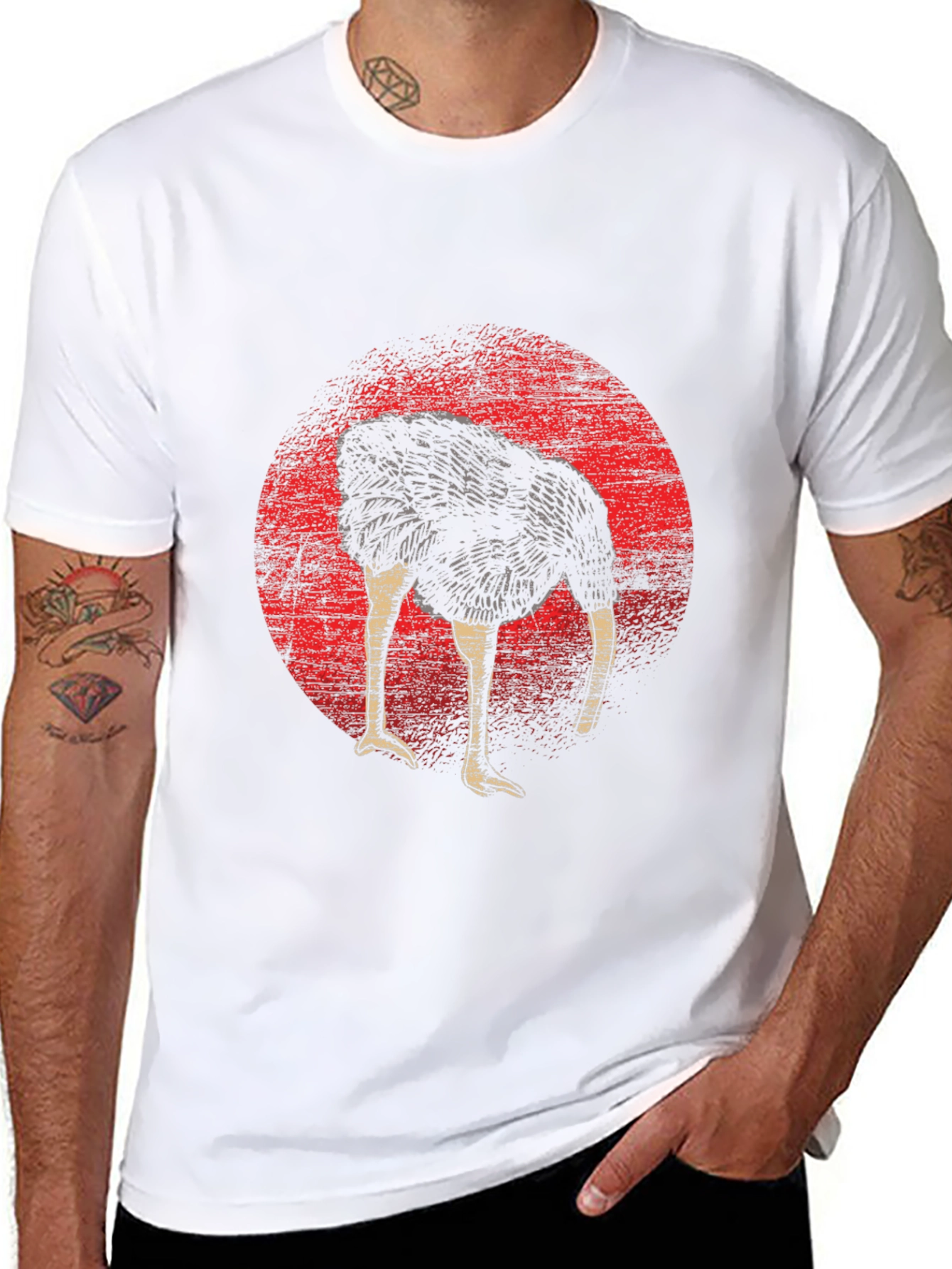 Black Ostrich Head in Sand Graphic Tee - Funny Graphic T-Shirt view 8