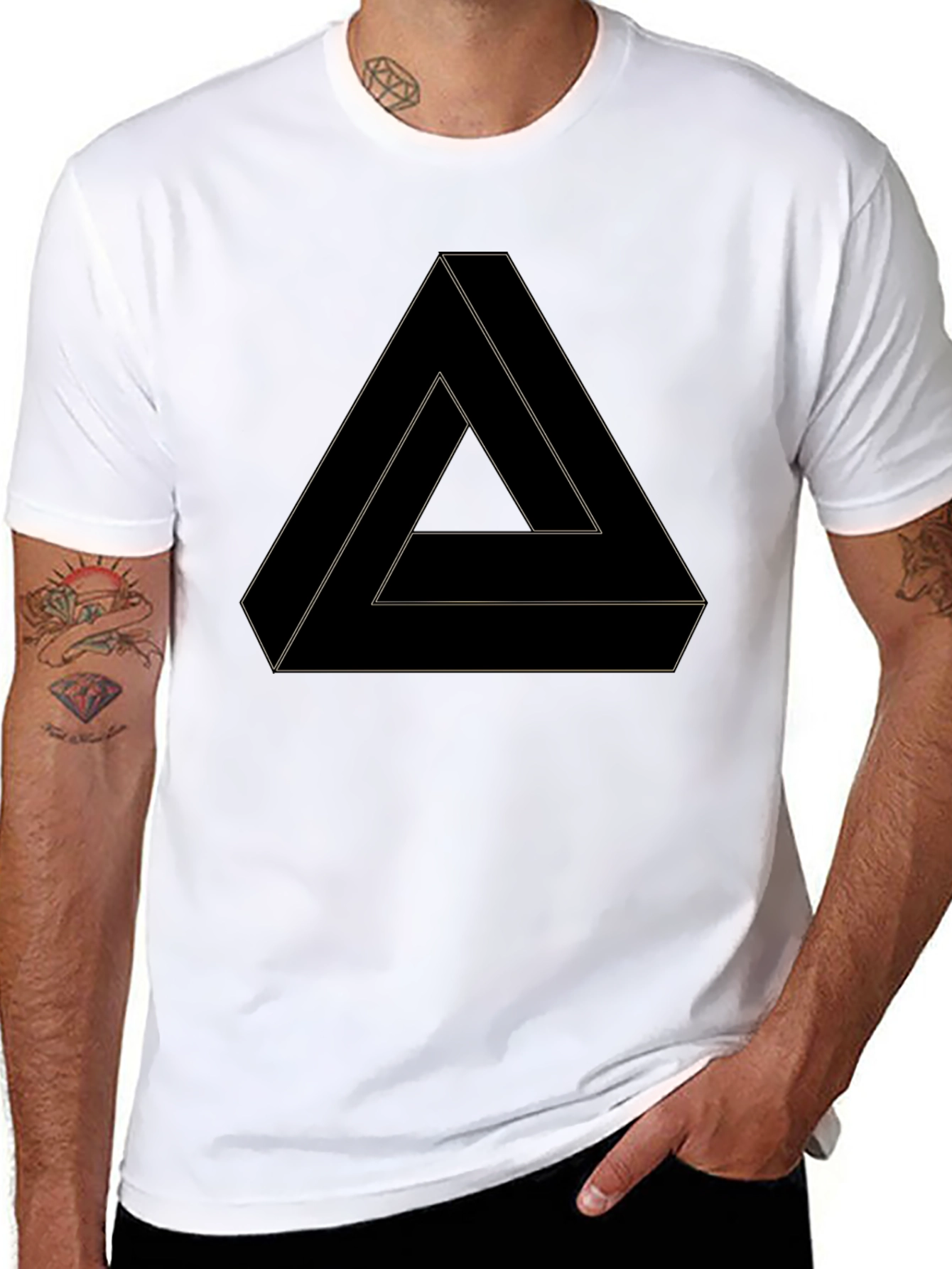 Black Impossible Triangle Graphic Tee - Black view 8