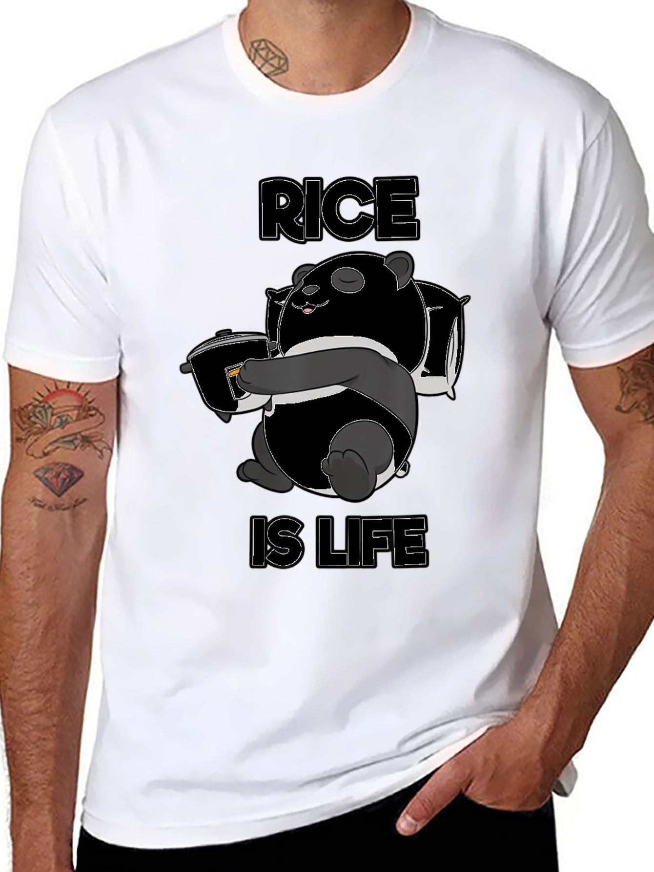 Black Rice is Life Panda Graphic T-Shirt view 8