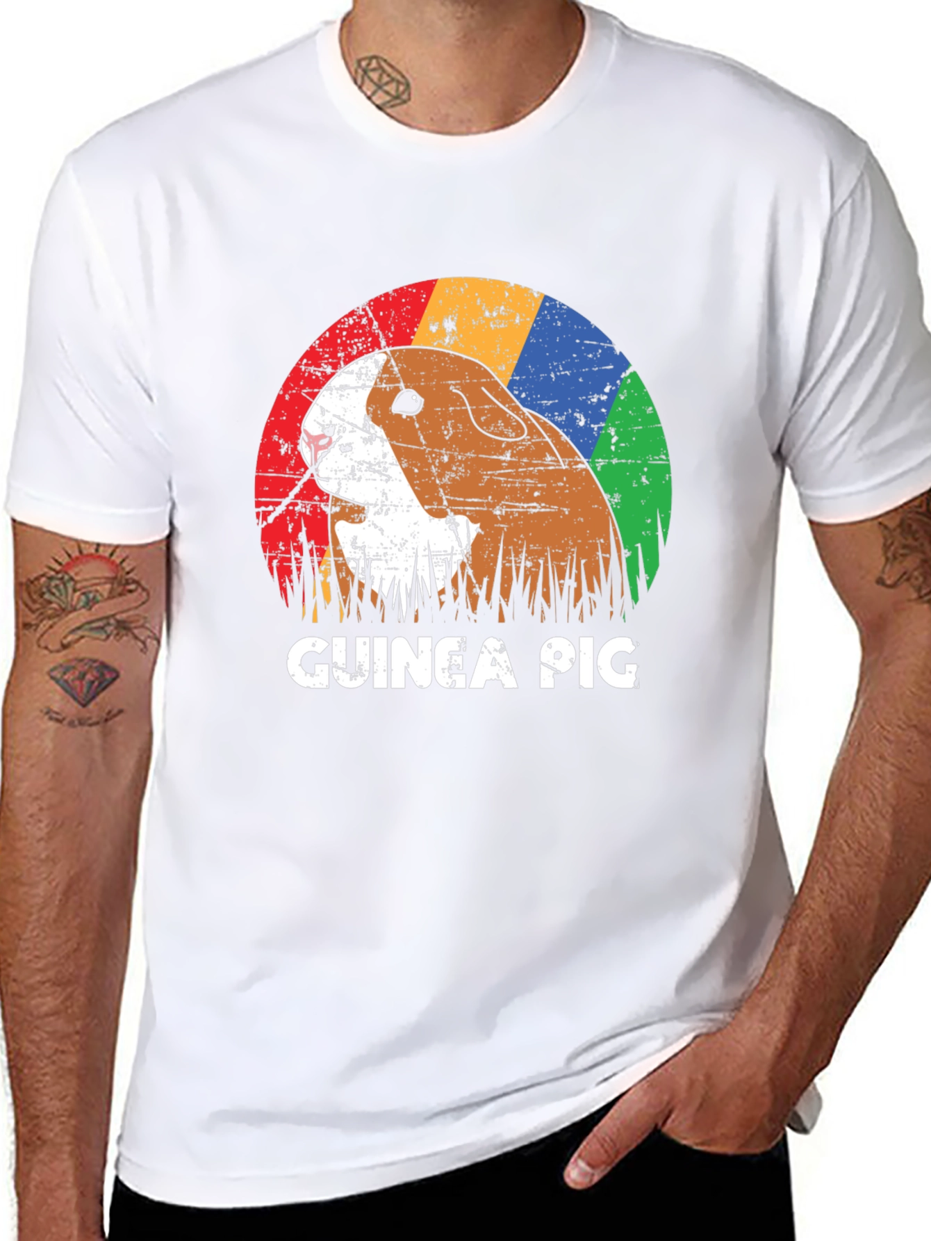 Black Retro Guinea Pig Graphic T-Shirt - Unisex view 8