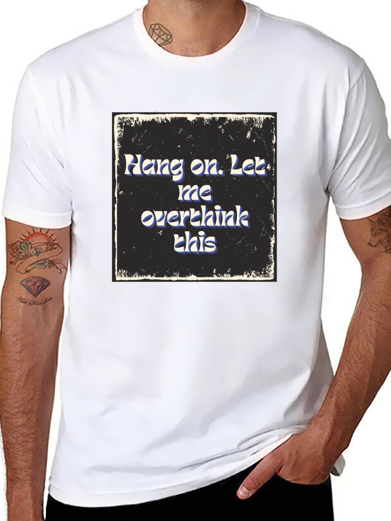 Black Hang On Overthink T-Shirt - Comfy Cotton Blend Tee view 8