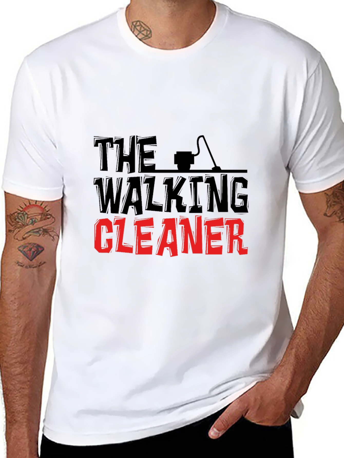 Black The Walking Cleaner Graphic T-Shirt view 8