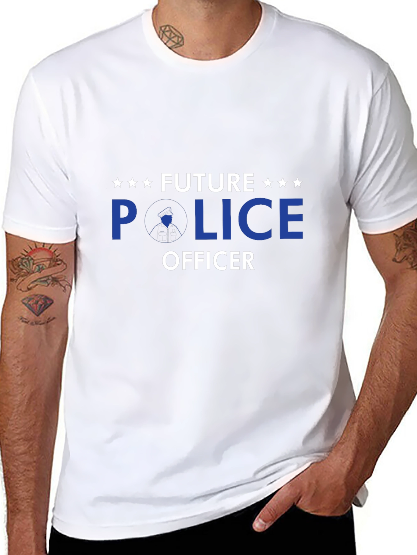 Black Future Police Officer T-Shirt - Black view 8