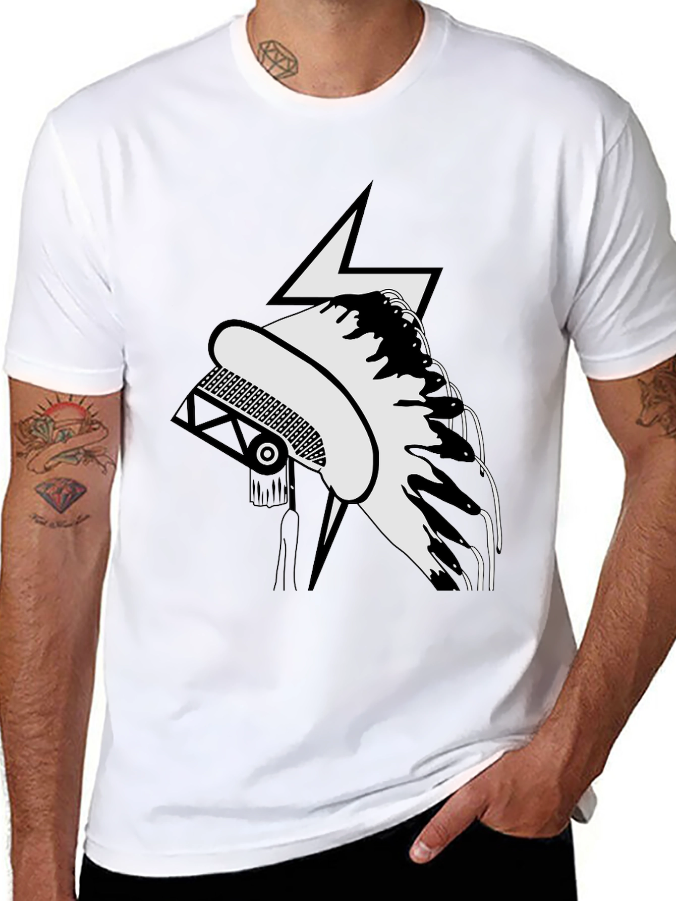 Black Stylish Black T-Shirt with Unique Graphic Design view 8