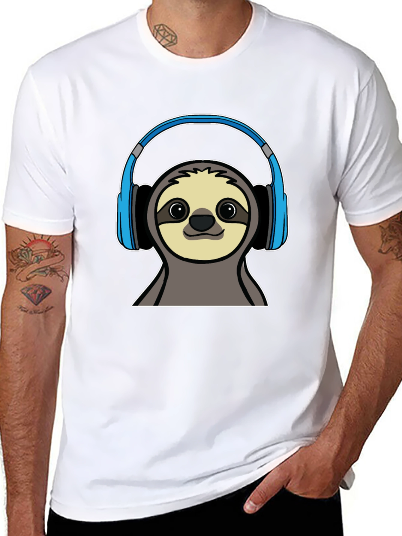 Black Sloth DJ T-Shirt - Cool Animal Graphic Tee view 8
