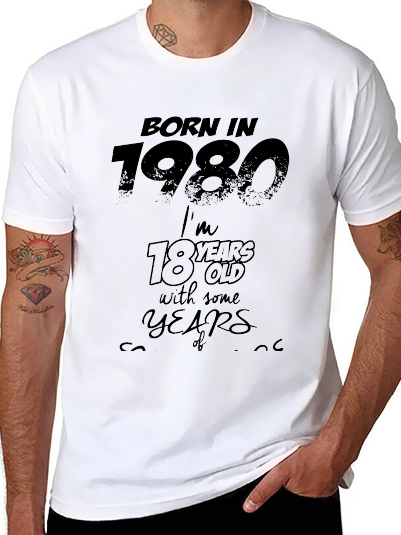 Black Born In 1980 T-Shirt view 8