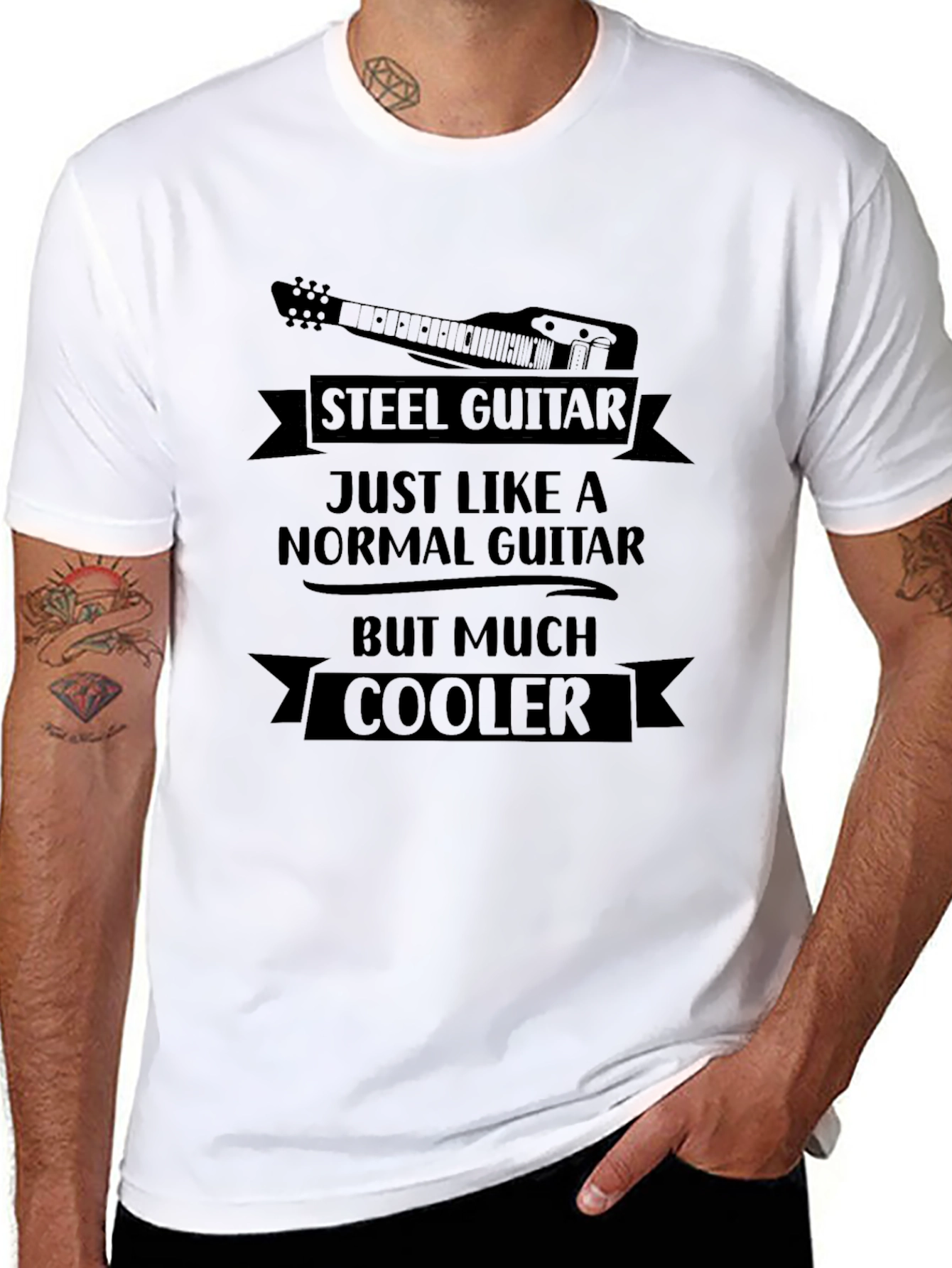 Black Steel Guitar T-Shirt: Just Like a Normal Guitar, But Much Cooler view 8