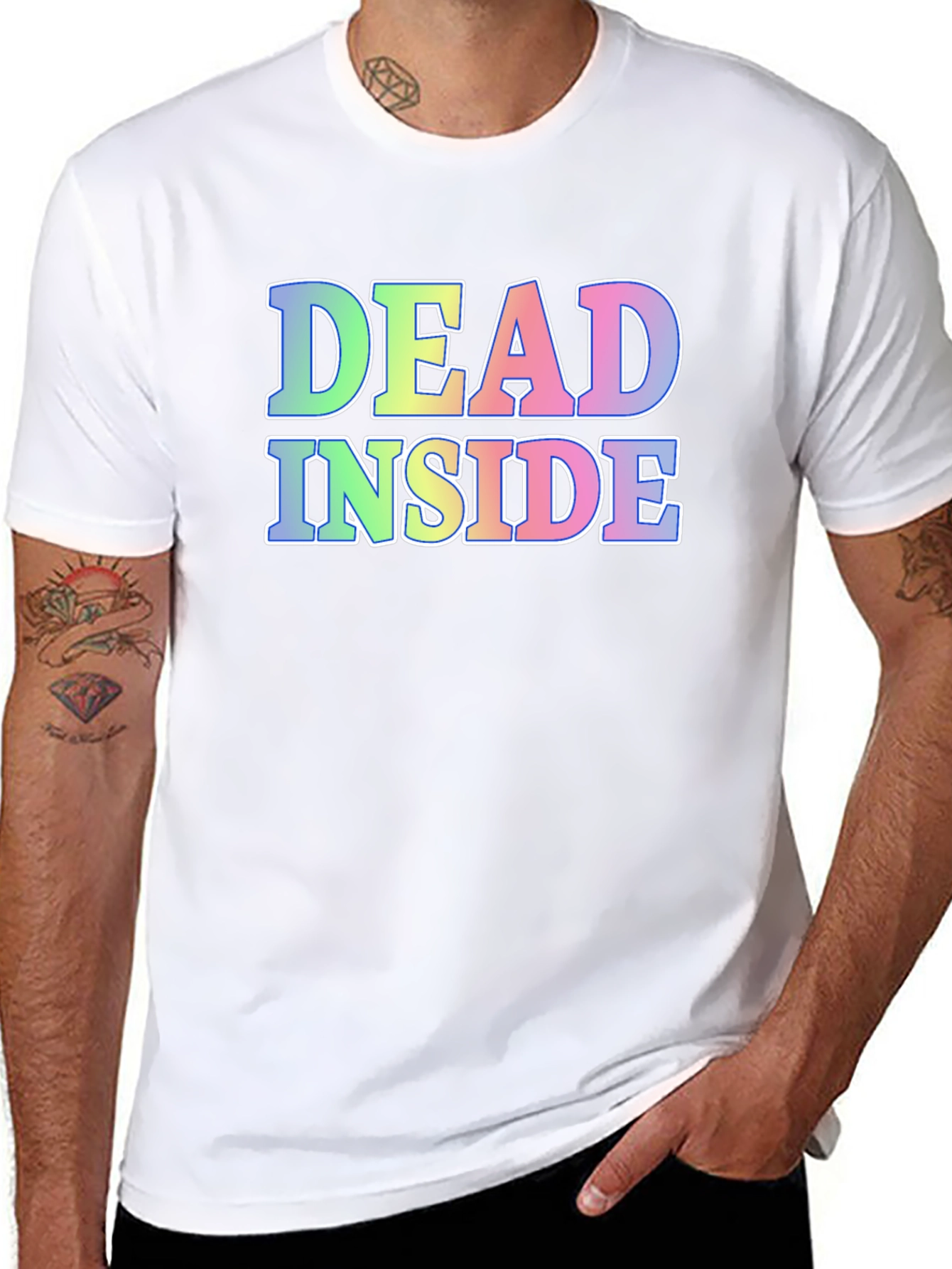 Black Dead Inside Graphic Tee - Black Cotton Blend Shirt view 8