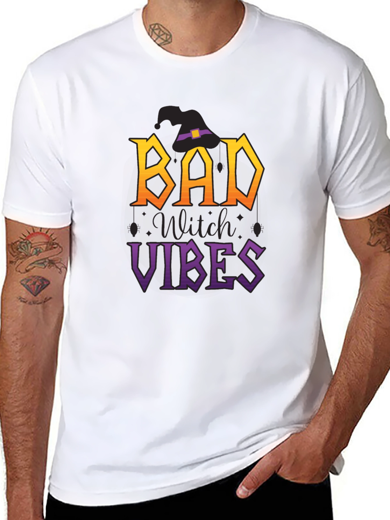 Black Bad Witch Vibes Halloween T-Shirt view 8