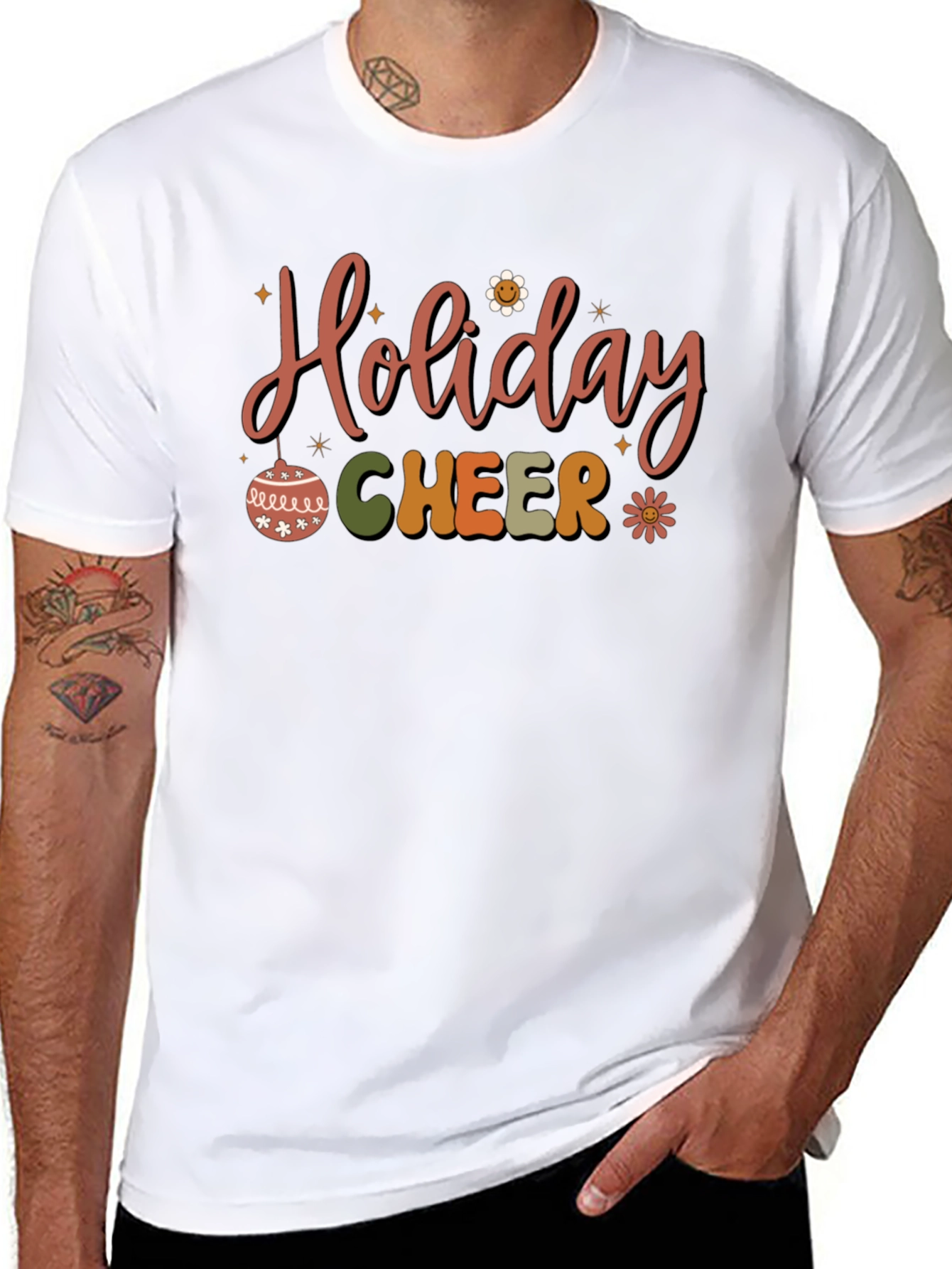 Black Holiday Cheer Graphic Tee - Festive Season Shirt view 8