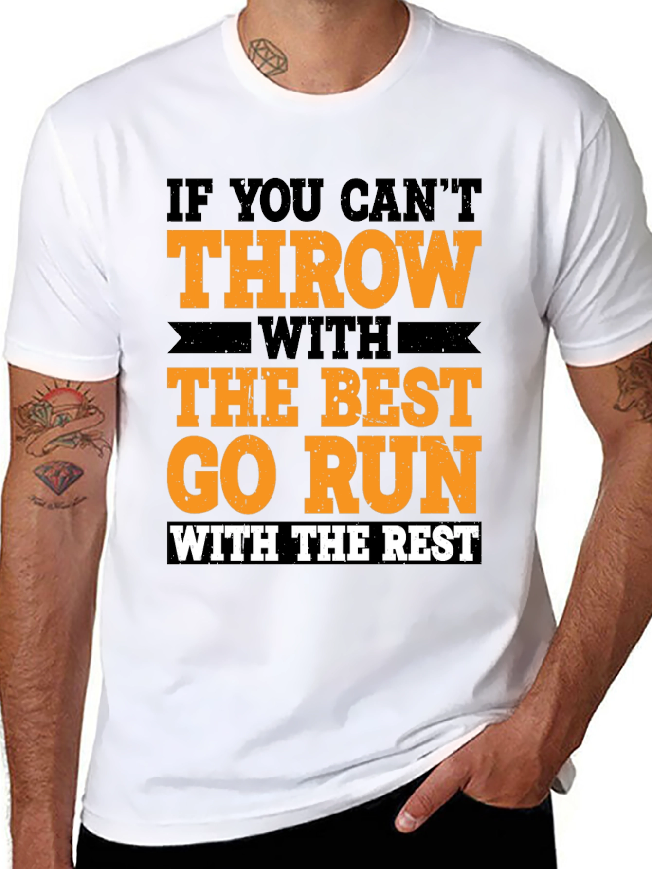 Black Funny Thrower's T-Shirt: If You Can't Throw, Go Run! view 8