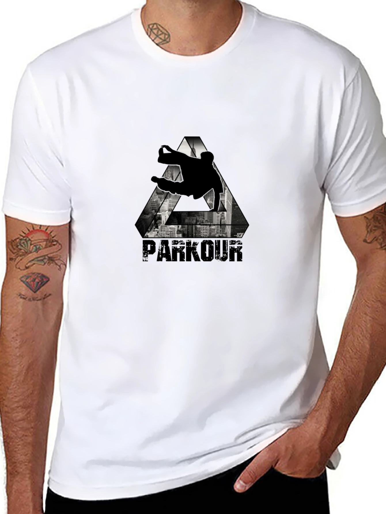 Black Parkour Triangle Graphic T-Shirt - Urban Style view 8