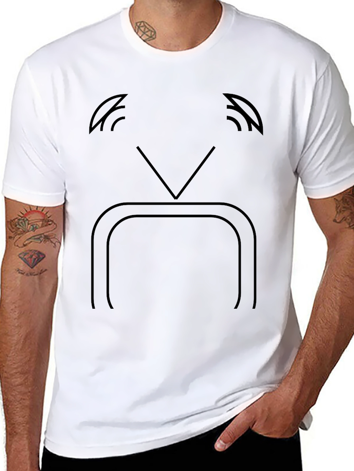 Black Retro TV Face Graphic Tee - Soft Black Cotton Blend Shirt view 8