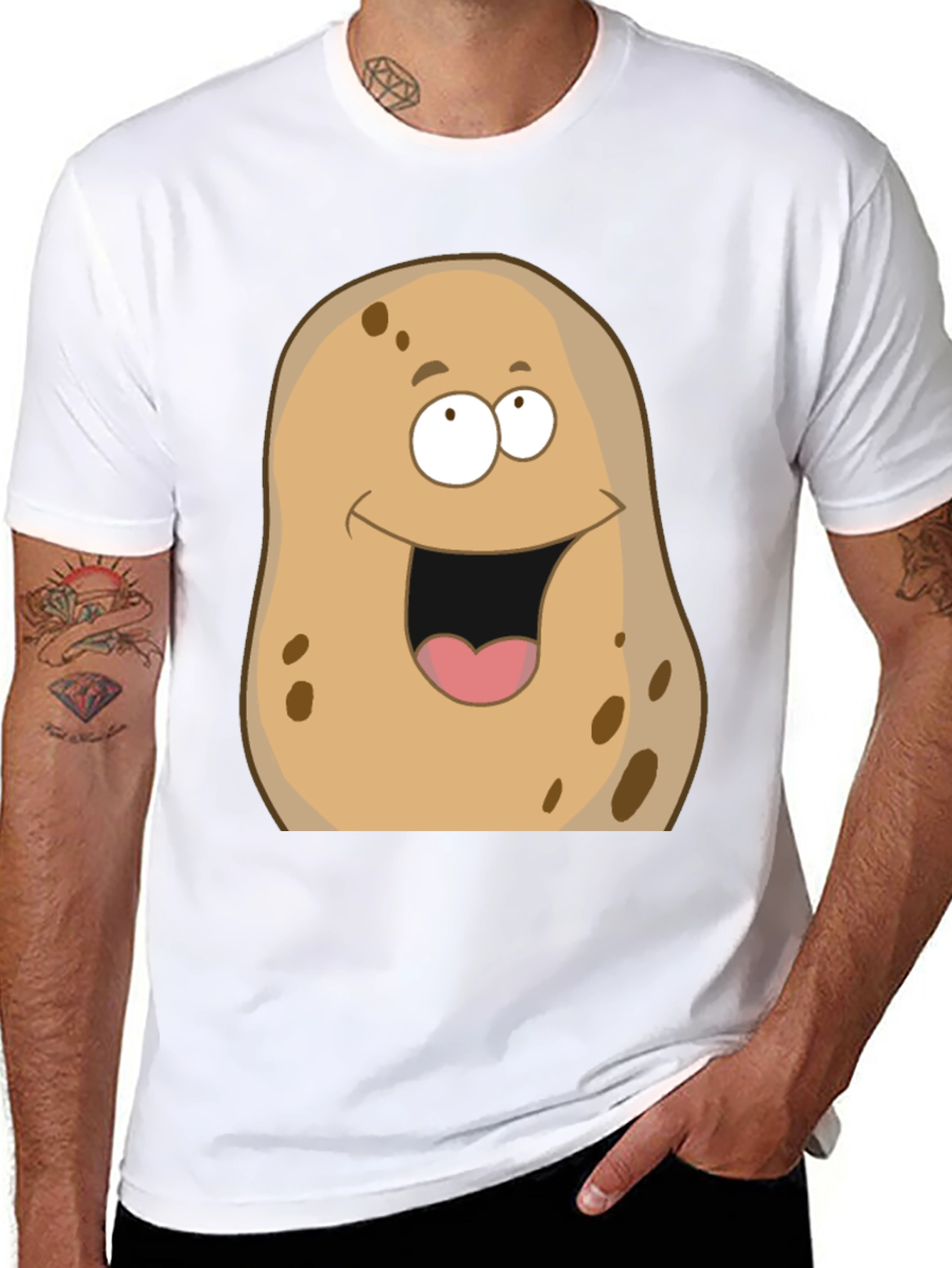 Black Funny Potato Graphic T-Shirt - Unisex Black Tee view 8