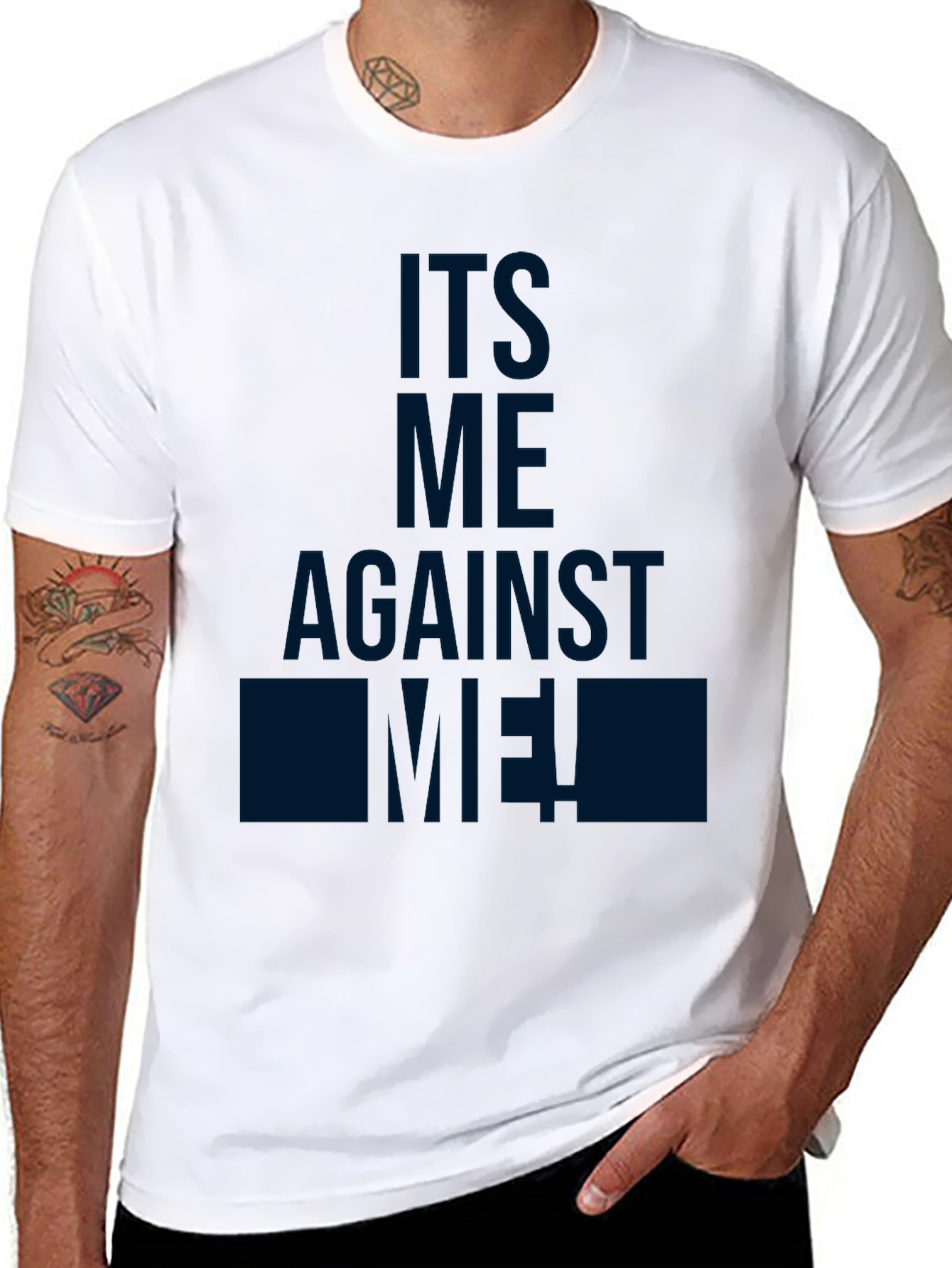 Black Its Me Against Me! Black Graphic T-Shirt view 8