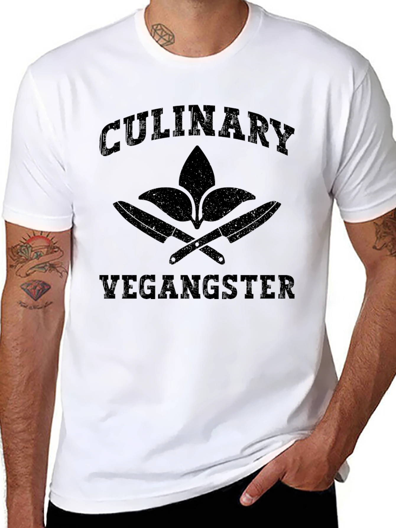 Black Culinary Vegangster T-Shirt - Vegan Chef Style view 8