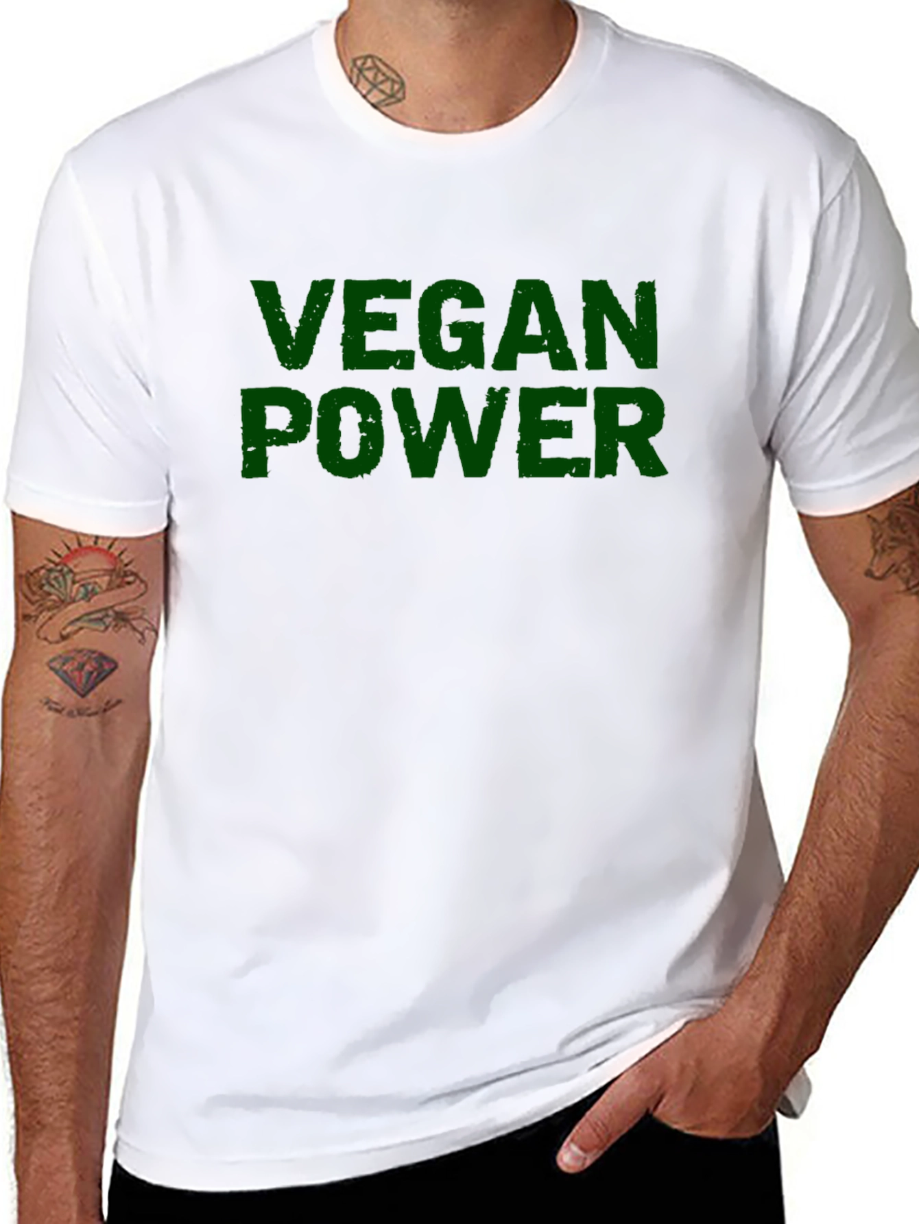Vegan Power Graphic Tee - Black Cotton T-Shirt - 8