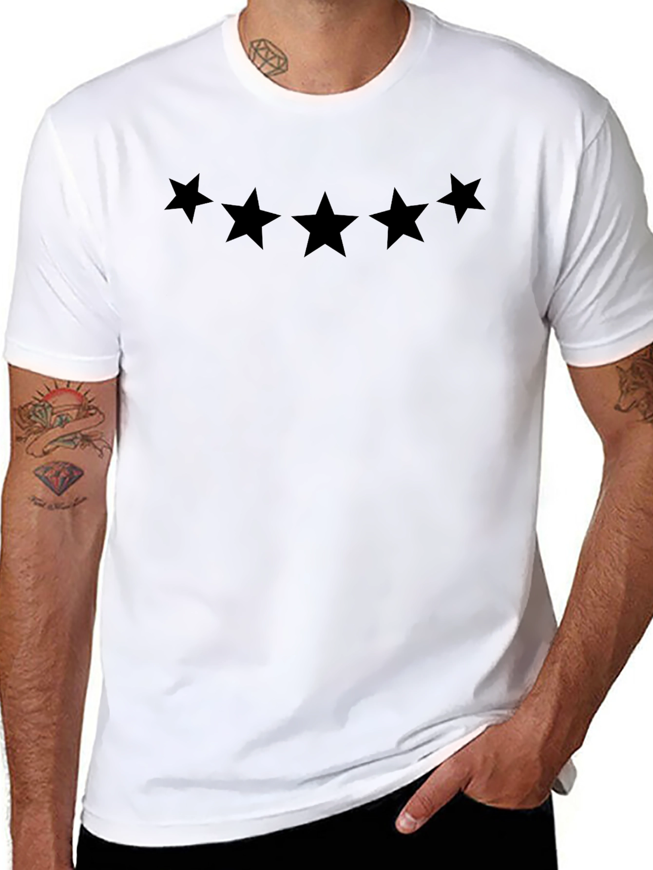 Black Men's Black Star Graphic Tee - Casual Comfort view 8