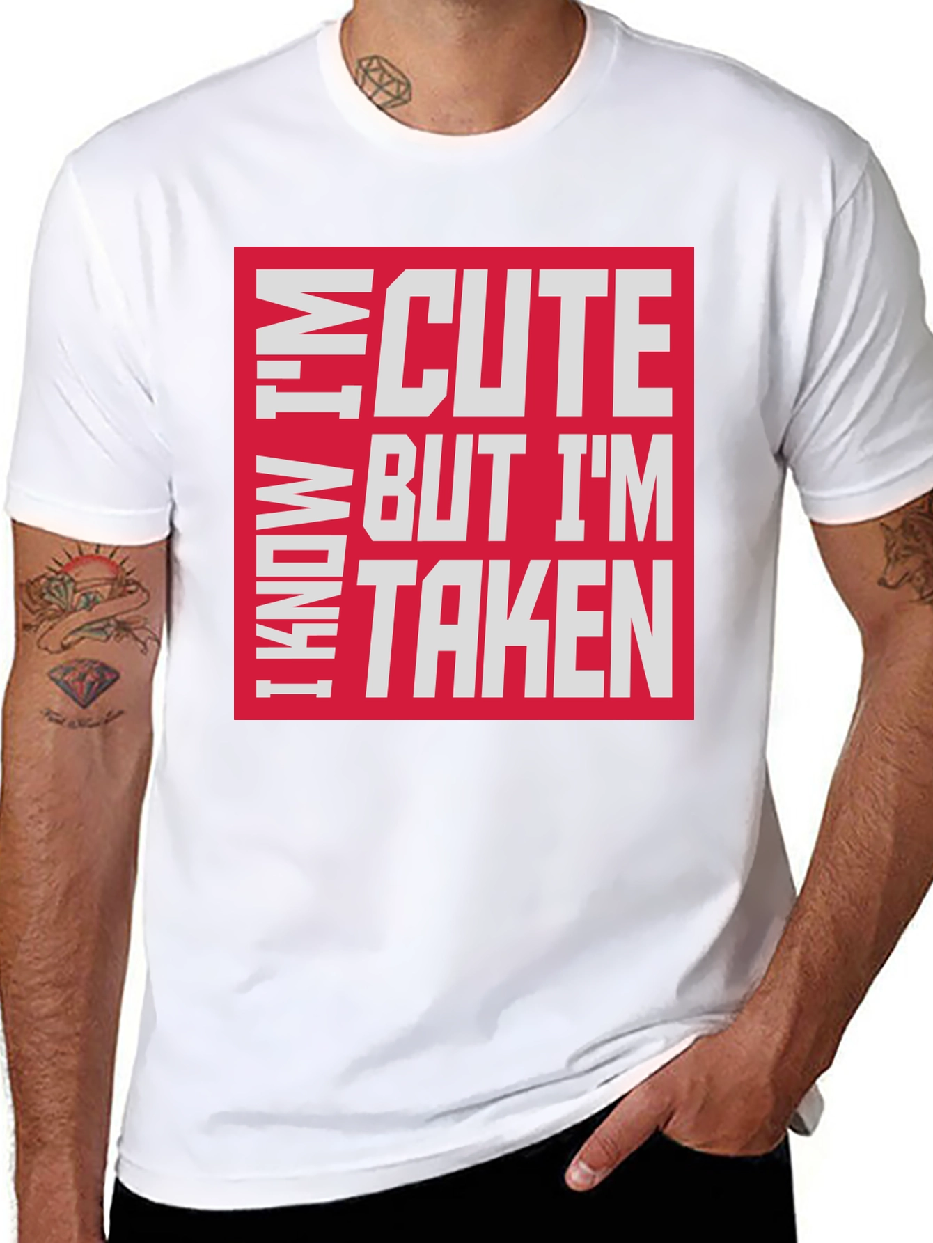 Black I Know I'm Cute But I'm Taken T-Shirt view 8
