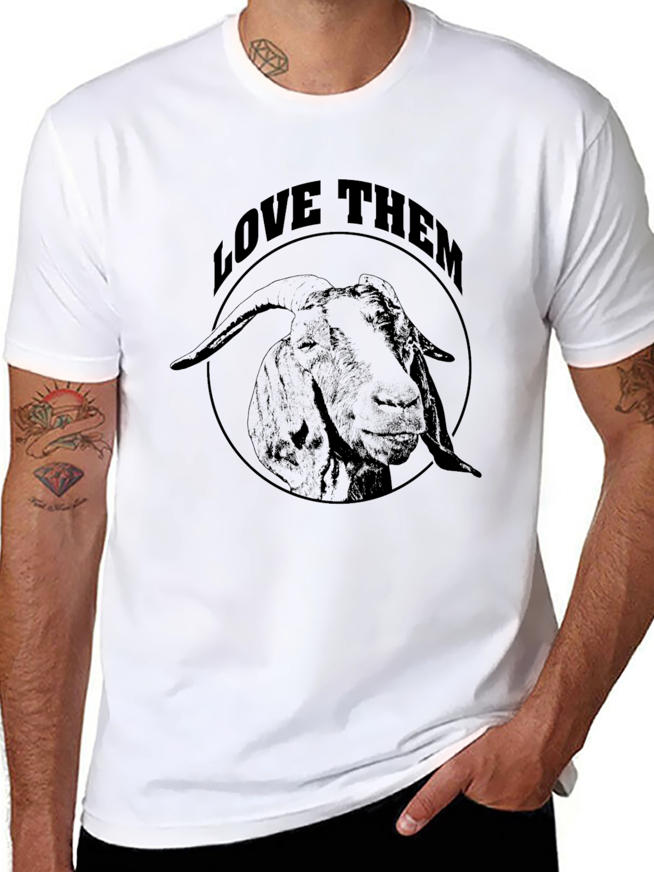 Black Love Them Goat Graphic Tee - Black Cotton T-Shirt view 8