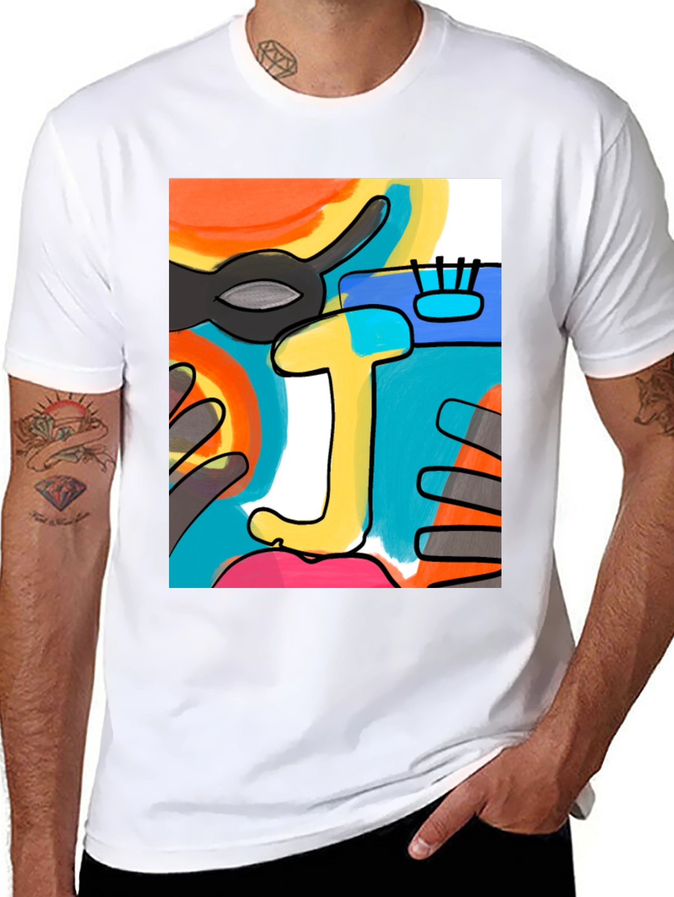 Black Abstract Art Graphic Tee view 8