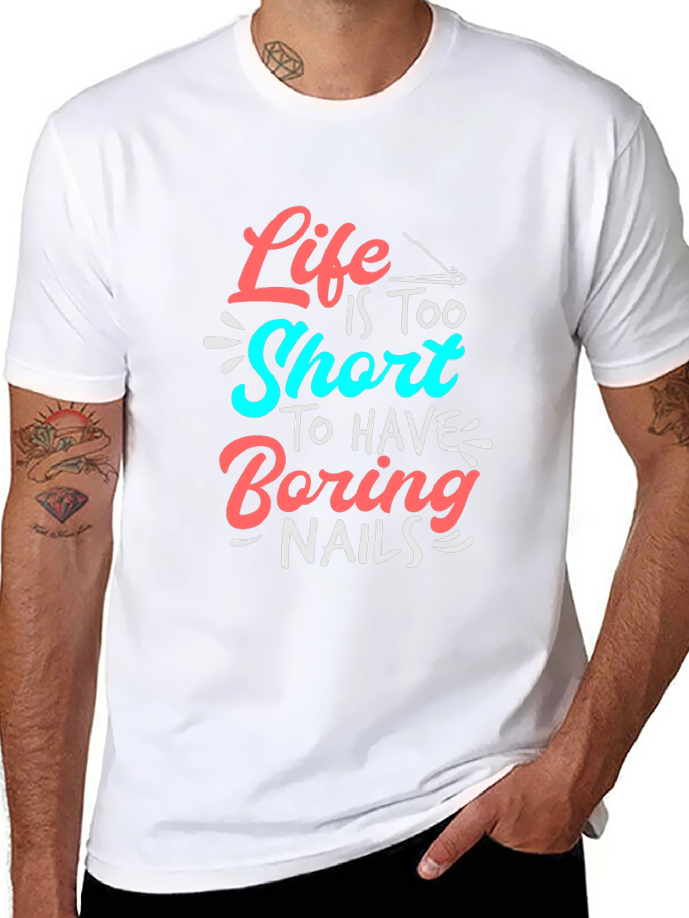 Black Life Is Too Short T-Shirt - Fun Nail Design view 8