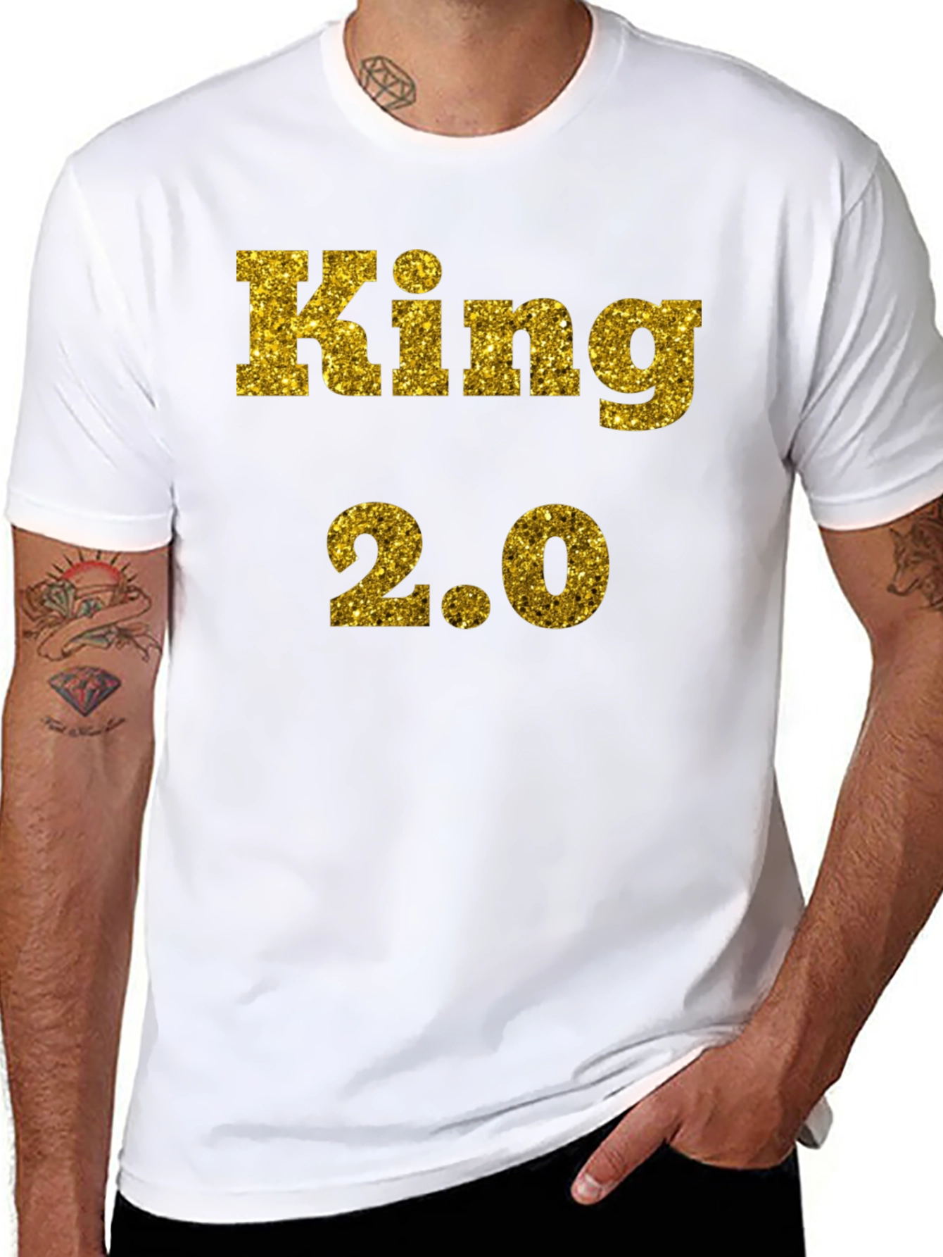 Black King 2.0 Glitter Print T-Shirt - Black view 8
