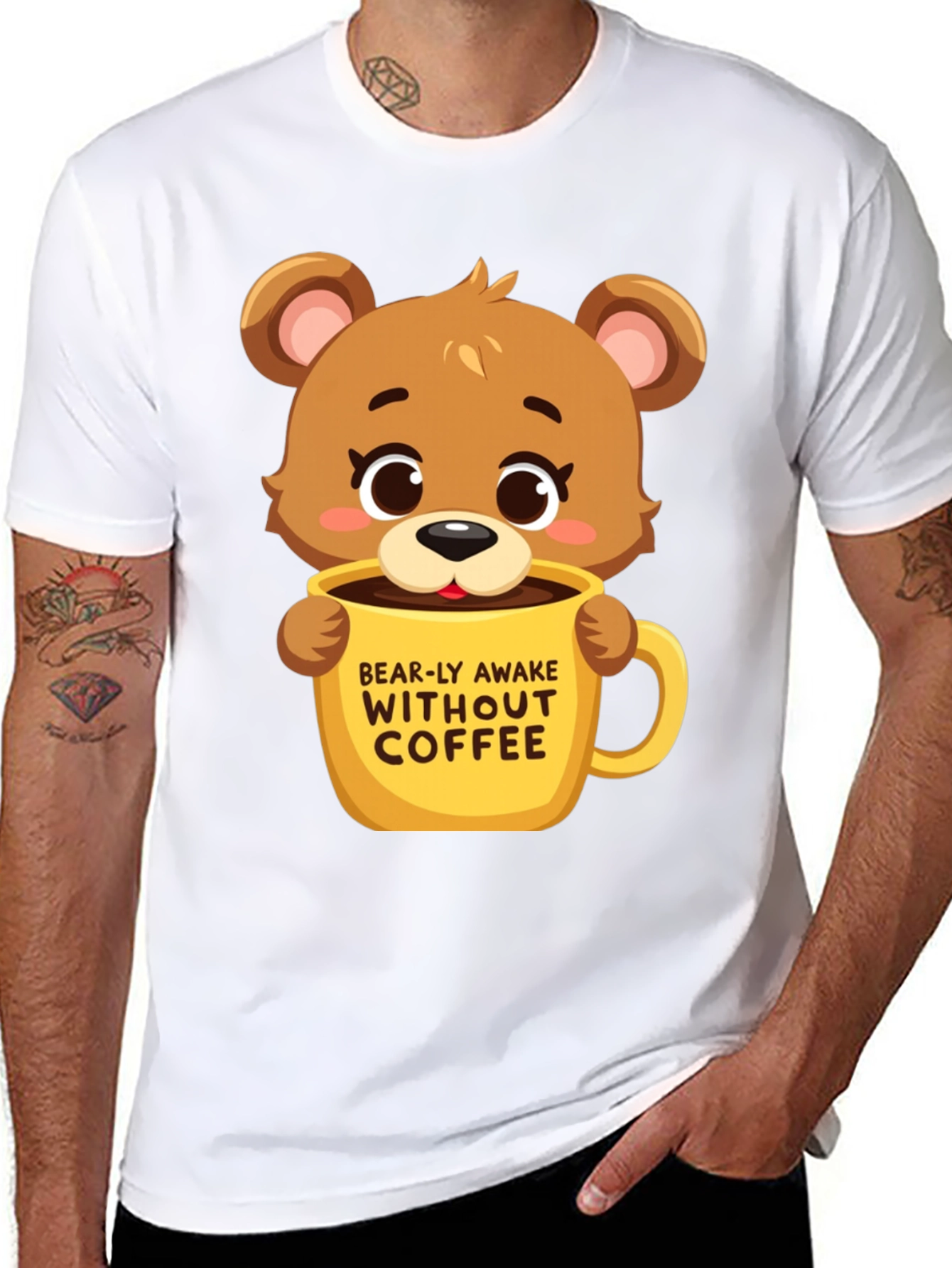 Black Bearly Awake Coffee T-Shirt view 8