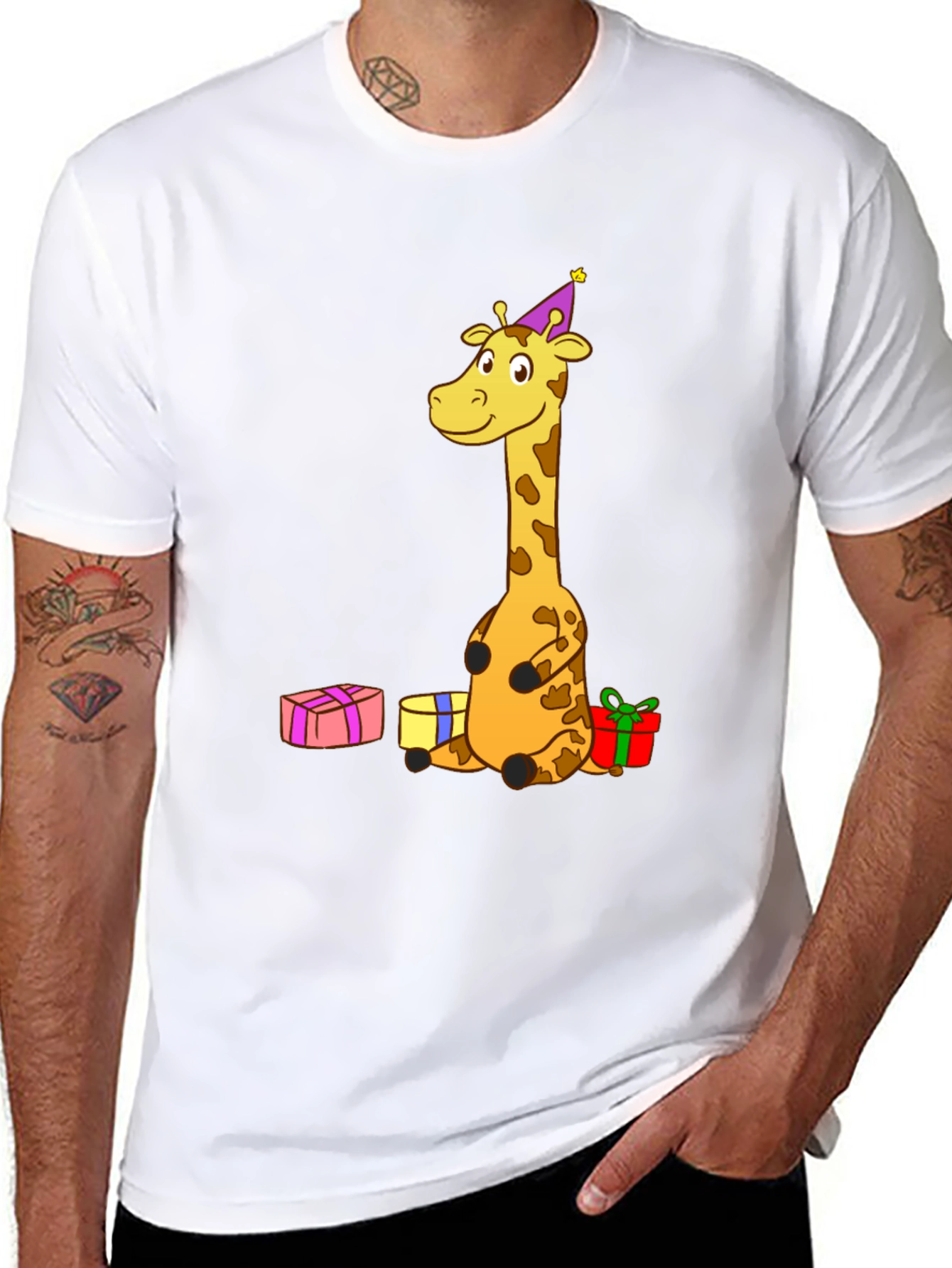 Black Giraffe Birthday T-Shirt - Fun Cartoon Tee view 8