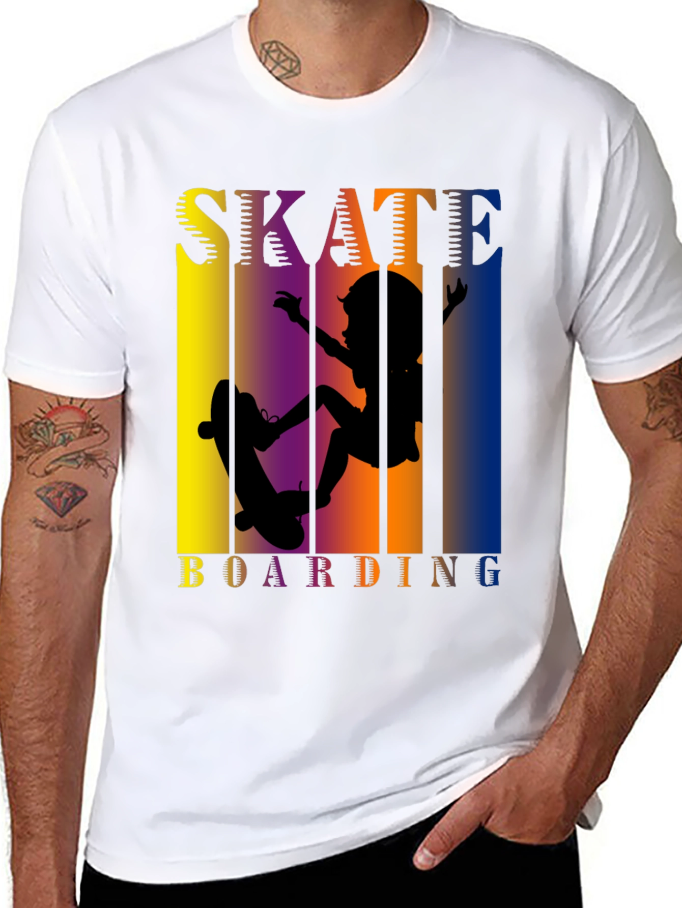 Black Skateboarding Graphic Tee - Cool Skater Design view 8
