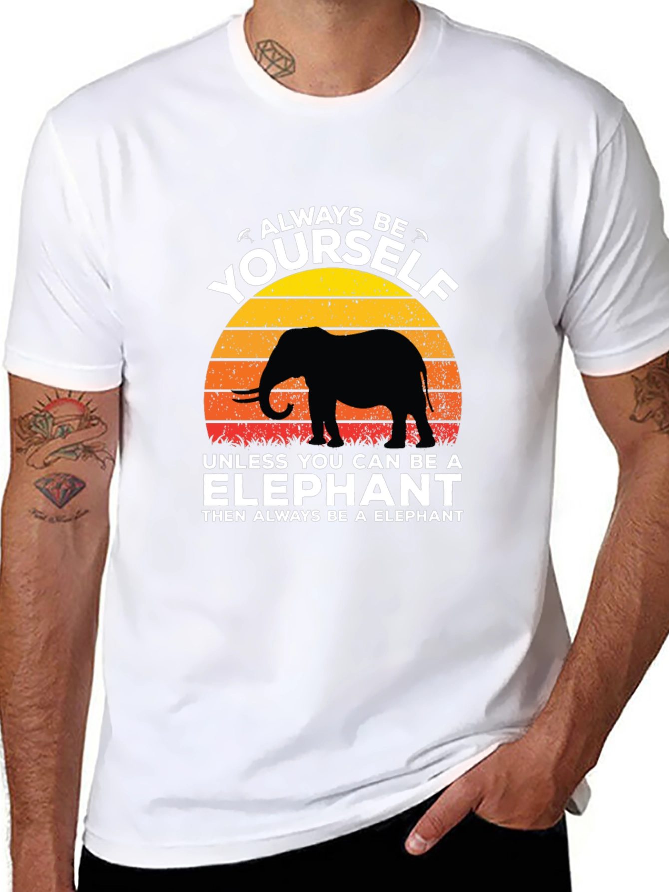 Black Always Be Yourself Elephant Graphic T-Shirt view 8