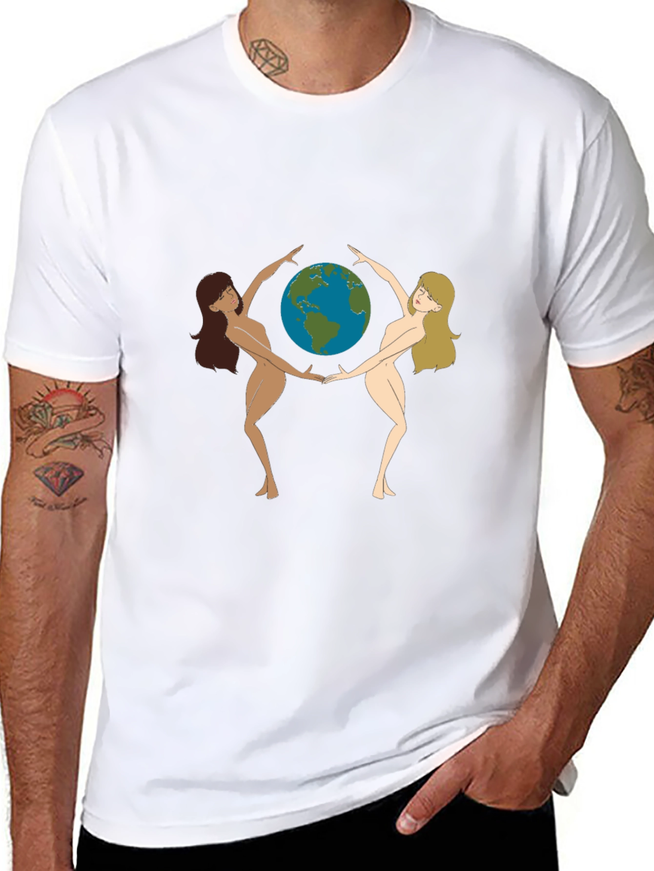 Black Unique Women Earth Graphic Black T-Shirt view 8
