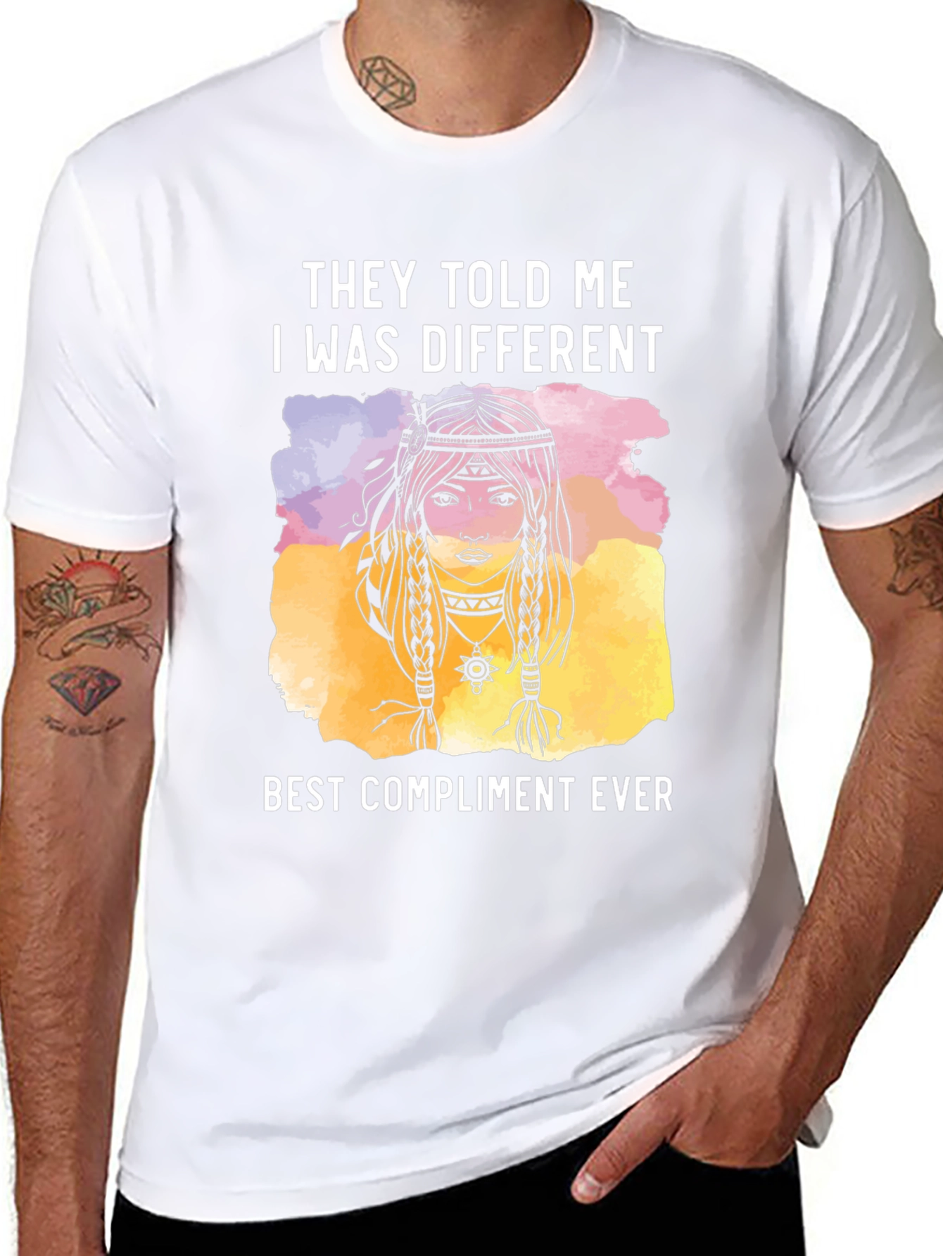 Black Unique Boho Style Graphic Tee - They Told Me I Was Different view 8