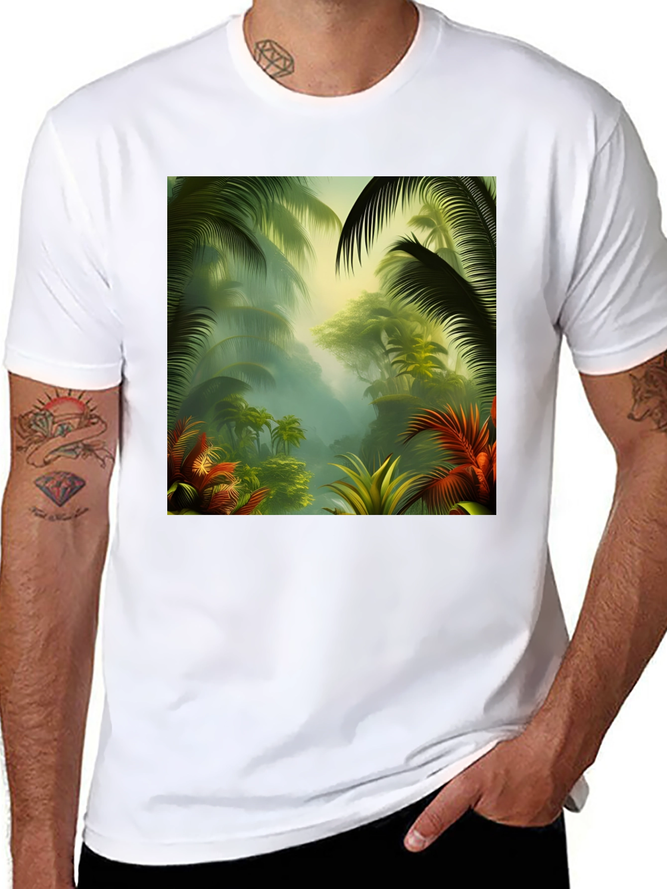 Black Tropical Jungle T-Shirt view 8