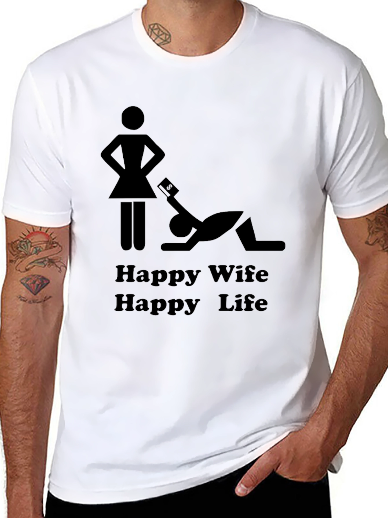 Black Happy Wife Happy Life Graphic Tee view 8
