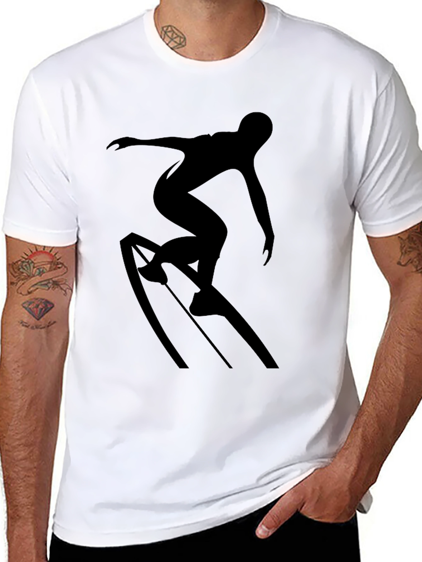 Black Surfer Silhouette Graphic Tee - Black T-Shirt view 8