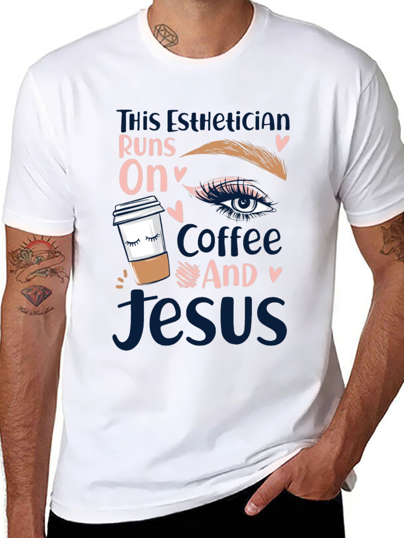 Black Esthetician Coffee and Jesus T-Shirt view 8